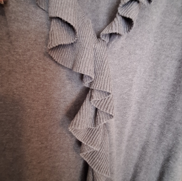 New Directions Long, Ruffled, Buttoned Cardigan - Picture 8 of 11